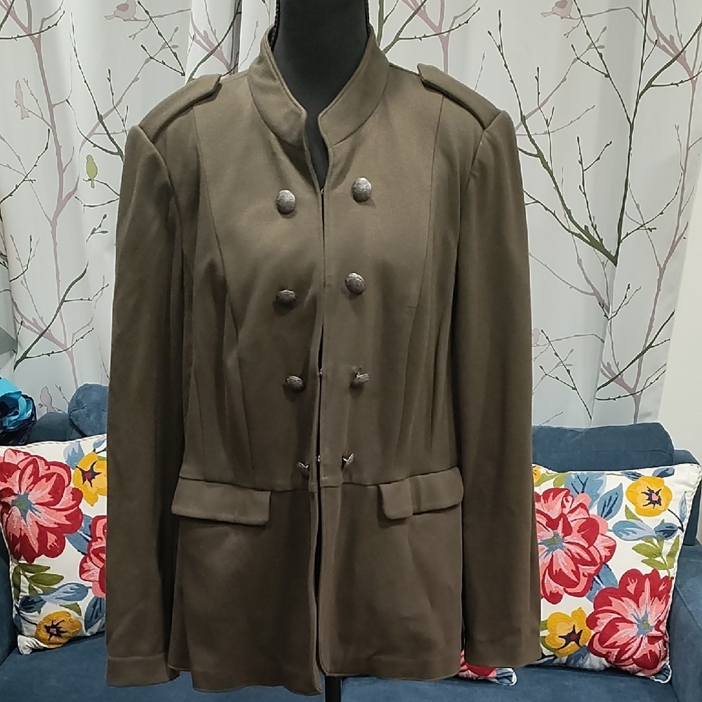 Lane Bryant Olive Blazer with Button Detail - Picture 2 of 11
